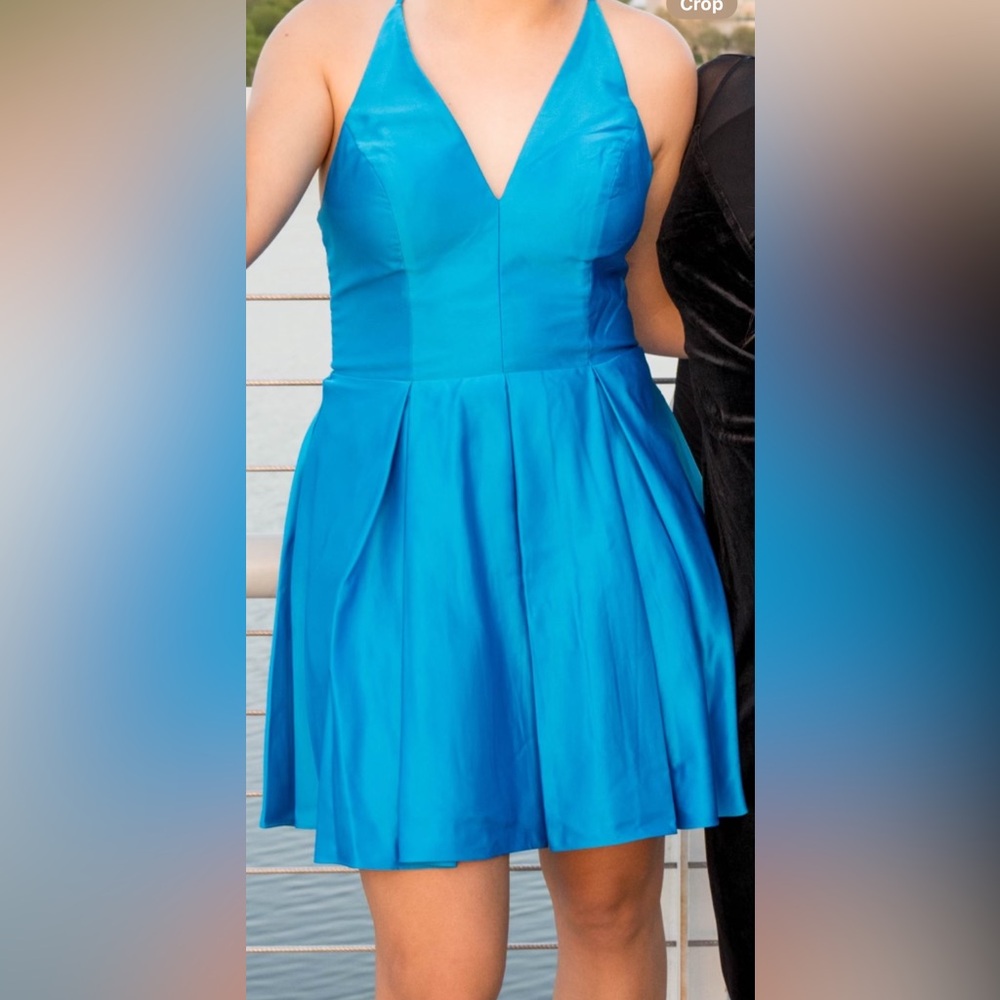 Blondie Nites Blue Sleeveless A-Line Mini Dress